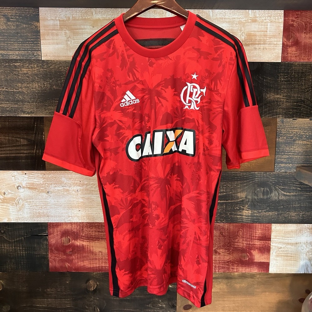 Flamengo 2014 2015 Soccer Jersey Mens M Red Black Floral Third Kit M62230